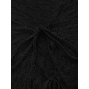 Verdusa Women's 90s Top Bell Long Sleeve Tie Front Textured Sheer T-Shirt Cardigan