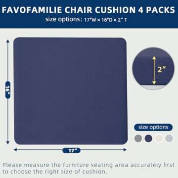 Favofamilie Outdoor Chair Cushions Set of 4 - Water-Resistant Blue