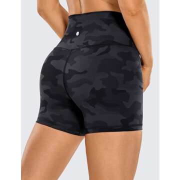 CRZ YOGA Women's Naked Feeling Biker Shorts - 4 Inches High Waist Yoga Workout Running Gym Spandex D...