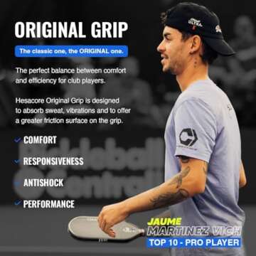 Hesacore Pickleball Paddle Grip - 5.25in - Supports Tennis Elbow, Enhances Grip Strength, Reduces Vi...