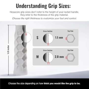 Hesacore Pickleball Paddle Grip - 5.25in - Supports Tennis Elbow, Enhances Grip Strength, Reduces Vibration with Finger Support and Anti-Sweat - Medium