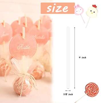 500 Pcs 4-Inch White Lollipop Sticks,Cake Pops Sticks,Paper Treat Sticks Sucker Stick for Cake Toppe...