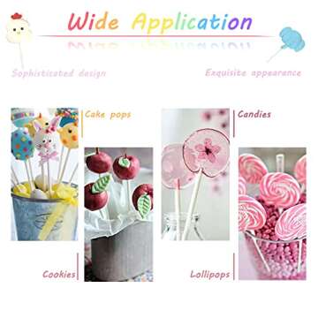 500 Pcs 4-Inch White Lollipop Sticks,Cake Pops Sticks,Paper Treat Sticks Sucker Stick for Cake Toppers,Dessert,Chocolate,Cookie,Candy(3mm)