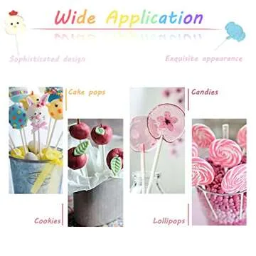 500 Pcs 4-Inch White Lollipop Sticks,Cake Pops Sticks,Paper Treat Sticks Sucker Stick for Cake Toppers,Dessert,Chocolate,Cookie,Candy(3mm)