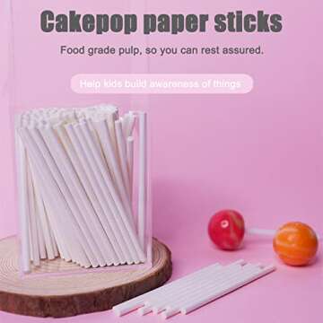 500 Pcs 4-Inch White Lollipop Sticks,Cake Pops Sticks,Paper Treat Sticks Sucker Stick for Cake Toppers,Dessert,Chocolate,Cookie,Candy(3mm)