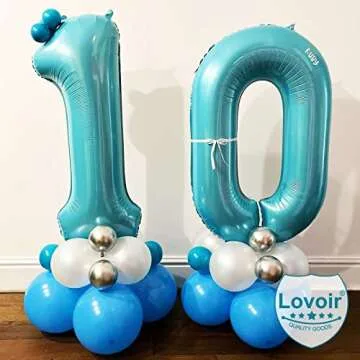 40 Inch Baby Blue Number 8 Balloon Large Size Jumbo Digit Foil Mylar Helium Light Blue Balloons for Boys 8th Blue Theme Birthday Party Supplies Anniversary Celebration Decorations Photo Shoot