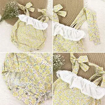 Simplee kids Baby Girls Summer Romper Onesie Infant Newborn Floral Ruffled Sleeveless Bodysuit