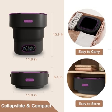 LGLRTD Portable Washing Machine, 15L Mini Collapsible Washer with 3 Cleaning Modes for Baby Clothes,...