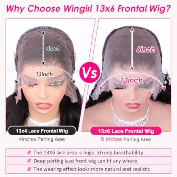 Wingirl 13x6 Body Wave Lace Front Wigs Human Hair Pre Plucked 180 Density HD Transparent Full Lace Frontal Wigs Human Hair for Women with Baby Hair Natural Black Color 22Inch