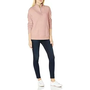 Amazon Essentials Women's Long-Sleeve Fleece Quarter-Zip Top (Available in Plus Size), Light Pink, X-Large