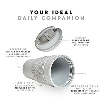 Neon Kactus Double-Walled Insulated Coffee Cup - Reusable Travel Mug with Silicone Sleeve, Leakproof...