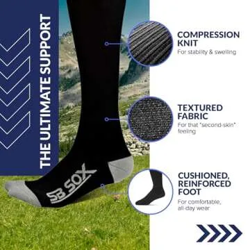 SB SOX Compression Socks (20-30mmHg) for Men & Women – Best Compression Socks for All Day Wear, Better Blood Flow, Swelling! (X-Large, Black/Gray)