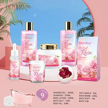 Mother's Day Gifts for Mom Bath Gift Set - Luxury Rose Spa Kit