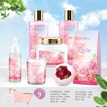 Luxurious Mother’s Day Bath Set with Rose Oils for Her