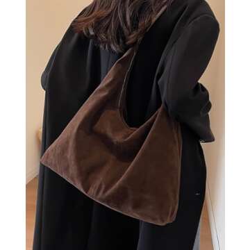 Slouchy Suede Tote Bag Shoulder Bags For Women Underarm Bag Women’s Work Purses Crescent Bag Suede...