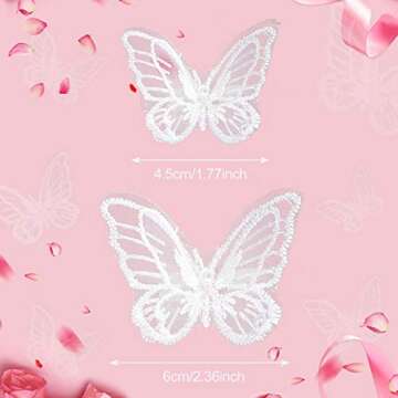 WILLBOND 18 Pieces Butterfly Hair Clip Halloween Lace Bows Embroidery Butterfly Hair Pins Accessories for Halloween Cosplaying Women, 2 Sizes(White)