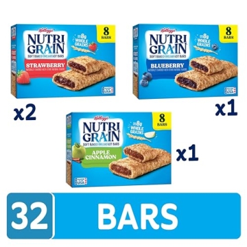 Nutri-Grain Soft Baked Breakfast Bars Variety Pack, 32 Bars