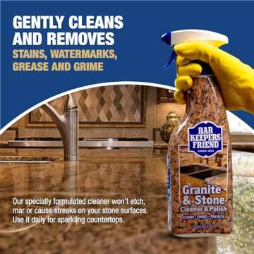 Bar Keepers Friend Granite & Stone Cleaner & Polish (25.4 oz) Granite Cleaner for Use on Natural, Manufactured & Polished Stone, Quartz, Silestone, Soapstone, Marble - Countertop Cleaner & Polish (1)