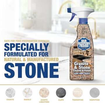 Bar Keepers Friend Granite & Stone Cleaner & Polish (25.4 oz) Granite Cleaner for Use on Natural, Manufactured & Polished Stone, Quartz, Silestone, Soapstone, Marble - Countertop Cleaner & Polish (1)