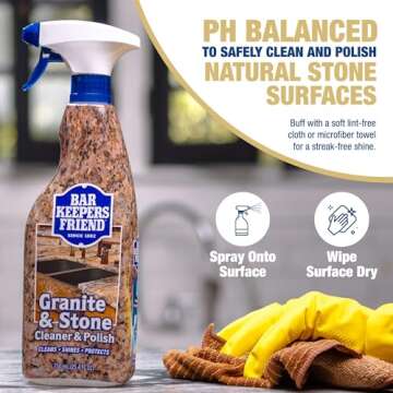 Bar Keepers Friend Granite & Stone Cleaner & Polish (25.4 oz) Granite Cleaner for Use on Natural, Manufactured & Polished Stone, Quartz, Silestone, Soapstone, Marble - Countertop Cleaner & Polish (1)