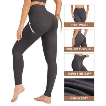 VALANDY High Waisted Leggings for Women Pack of Soft Tummy Control Pants Yoga Workout Running Plus Size Multicolored