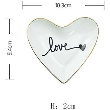 CHOOLD Original Ceramic Heart Shape Ring Dish Holder Jewelry Tray Dish Trinket Holder Jewelry Holder...