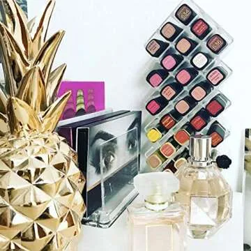 byAlegory Acrylic Lipstick Makeup Organizer | 28 Space Cosmetic Storage Designed To Stand, Lay Flat or Stack (CLEAR)