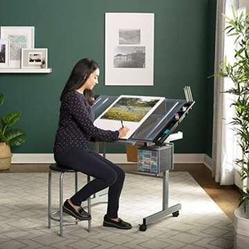 SD Studio Designs Studio Designs 2 Piece Vision Modern Metal Hobby, Craft, Drawing, Drafting Table, ...