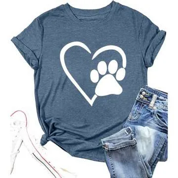 Paw Love Shirt for Dog Lovers - Cute Heart Tee for Dog Moms