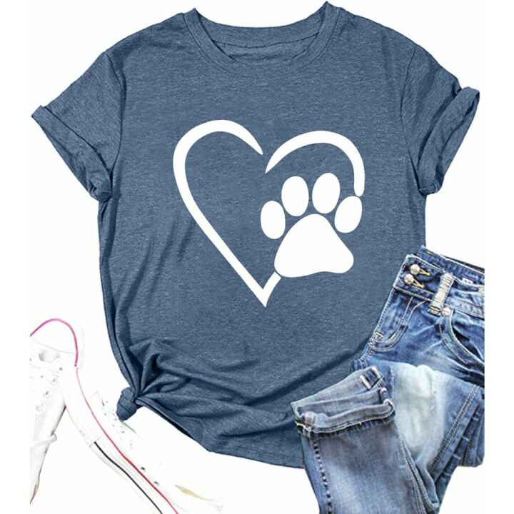 Cute Paw Love Shirt for Dog Moms - Short Sleeve Tee