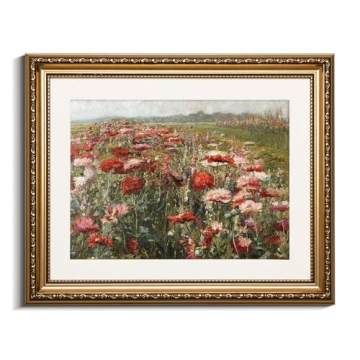 Vintage Gold Framed Red Poppies Canvas Art - Elegant Home Decor