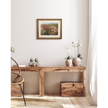 Vintage Red Poppies Gold Framed Canvas Art Home Decor