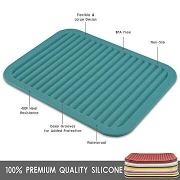 Silicone Trivets for Hot Pots and Hot Pans, Silicone Trivets Mat Set, Hot Pads, Silicone Hot Mats, H...