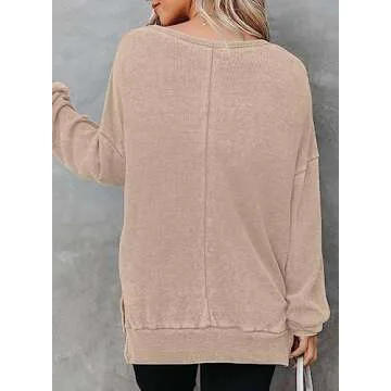 Dokotoo Womens Fall Sweatshirt for Women Casual Long Sleeve Tops Waffle Knit Crewneck Loose Fit Pull...