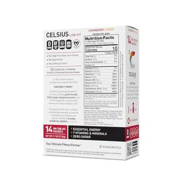 CELSIUS® On-the-Go Powder Sticks Cranberry Lemon, Essential Energy 2.6 Oz (14 Sticks per Pack) Packaging may vary