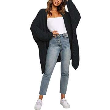 Stylish LOGENE Women's Oversized Cardigan with Pockets
