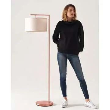 Brightech Montage Modern Floor lamp, LED Floor Lamp for Living Rooms & Offices - Tall Standing Lamp for Bedroom Reading - Corner Pole Lamp for Contemporary Home Decor - Rose Gold