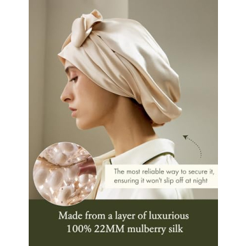 LILYSILK 22MM Pure Mulberry Silk Sleep Cap for Women