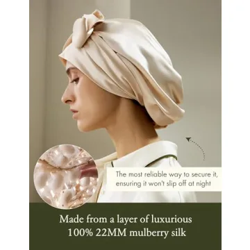 LILYSILK 22MM Pure Mulberry Silk Sleep Cap for Women