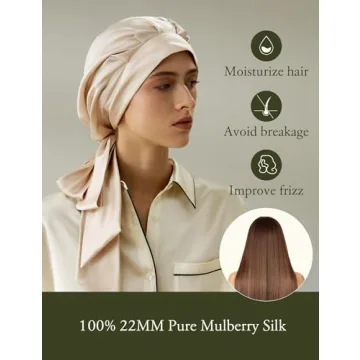 LILYSILK 22MM Pure Mulberry Silk Sleep Cap for Women