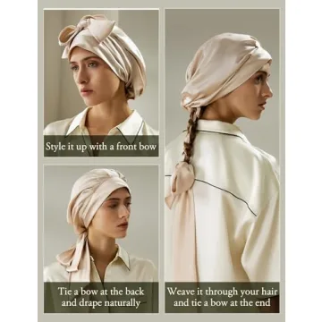 LILYSILK 22MM Pure Mulberry Silk Sleep Cap for Women