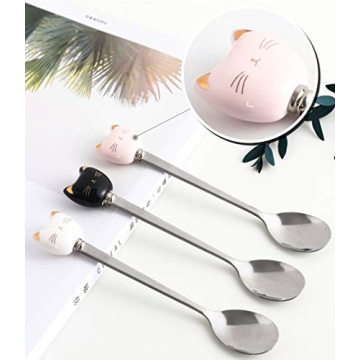 Cute Pink Cat Mug with Lid and Spoon for Cat Lovers