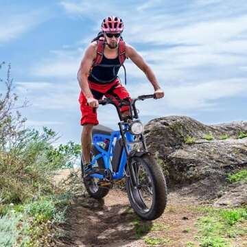 BLUVALL 20" Fat Tire Electric Bike, 1500W, 25 MPH, 48V 20AH Battery