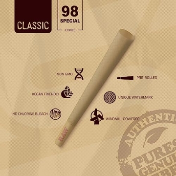 RAW Cones Classic 1-1/4 75 Pack Natural Pre-Rolled Rolling Paper