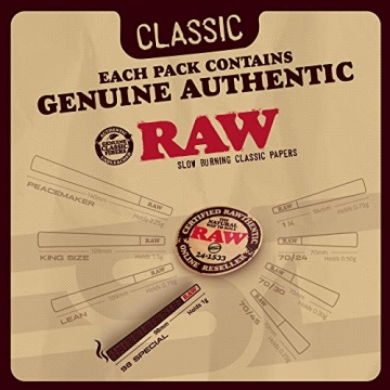 RAW Cones Classic 1-1/4 75 Pack Natural Pre-Rolled Rolling Paper