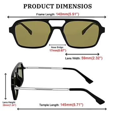 FEISEDY Vintage Square Aviator Sunglasses for Everyone