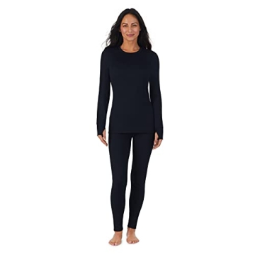 Cuddl Duds Womens Thermal Underwear 2-Piece Leggings and Shirt Set - Base Layer Long Johns - Cold We...