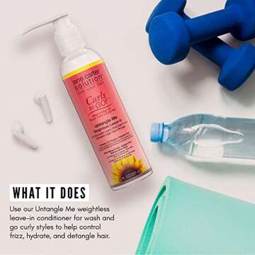 JANE CARTER SOLUTION Curls to Go Untangle Me Weightless Leave-In Conditioner (8oz) - Nourishing, Moi...