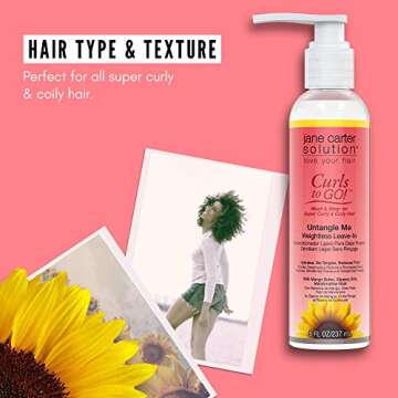 JANE CARTER SOLUTION Curls to Go Untangle Me Weightless Leave-In Conditioner (8oz) - Nourishing, Moisturizing, No Buildup