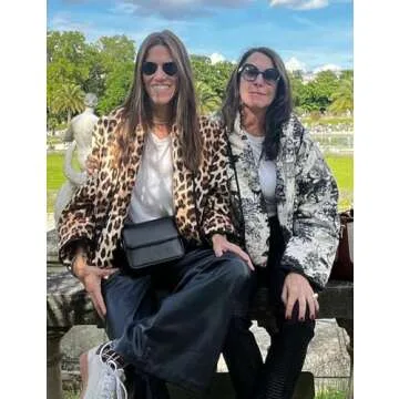 Yimoon Women's Cropped Puffer Quilted Jacket Vintage Floral Print Oversized Open Front Lightweight Short Jacket Outwear(Leopard-S)